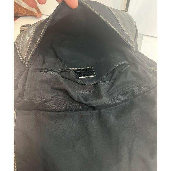 Fossil Lizette Black Leather and Cotton Crossbody Purse Bag Tote - Picture 9 of 14